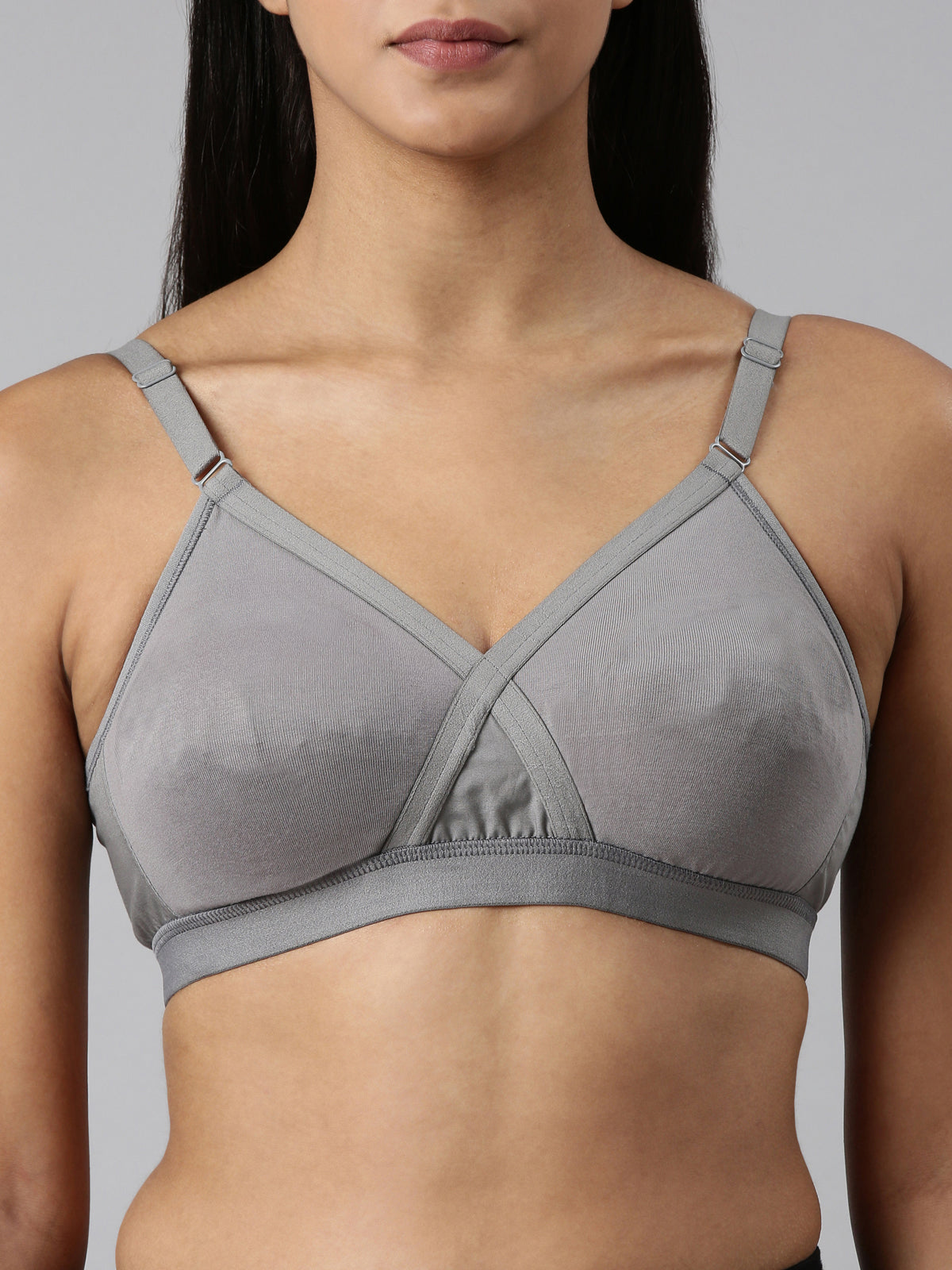 blossom-cotton cross-dark grey1-Woven knitted-support bra