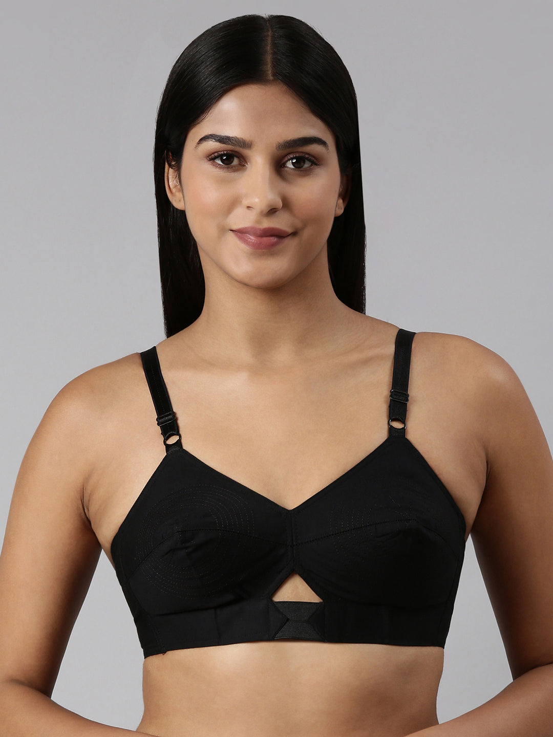 blossom-authentic bra-C & D Cups-black1-Woven cotton-everyday bra