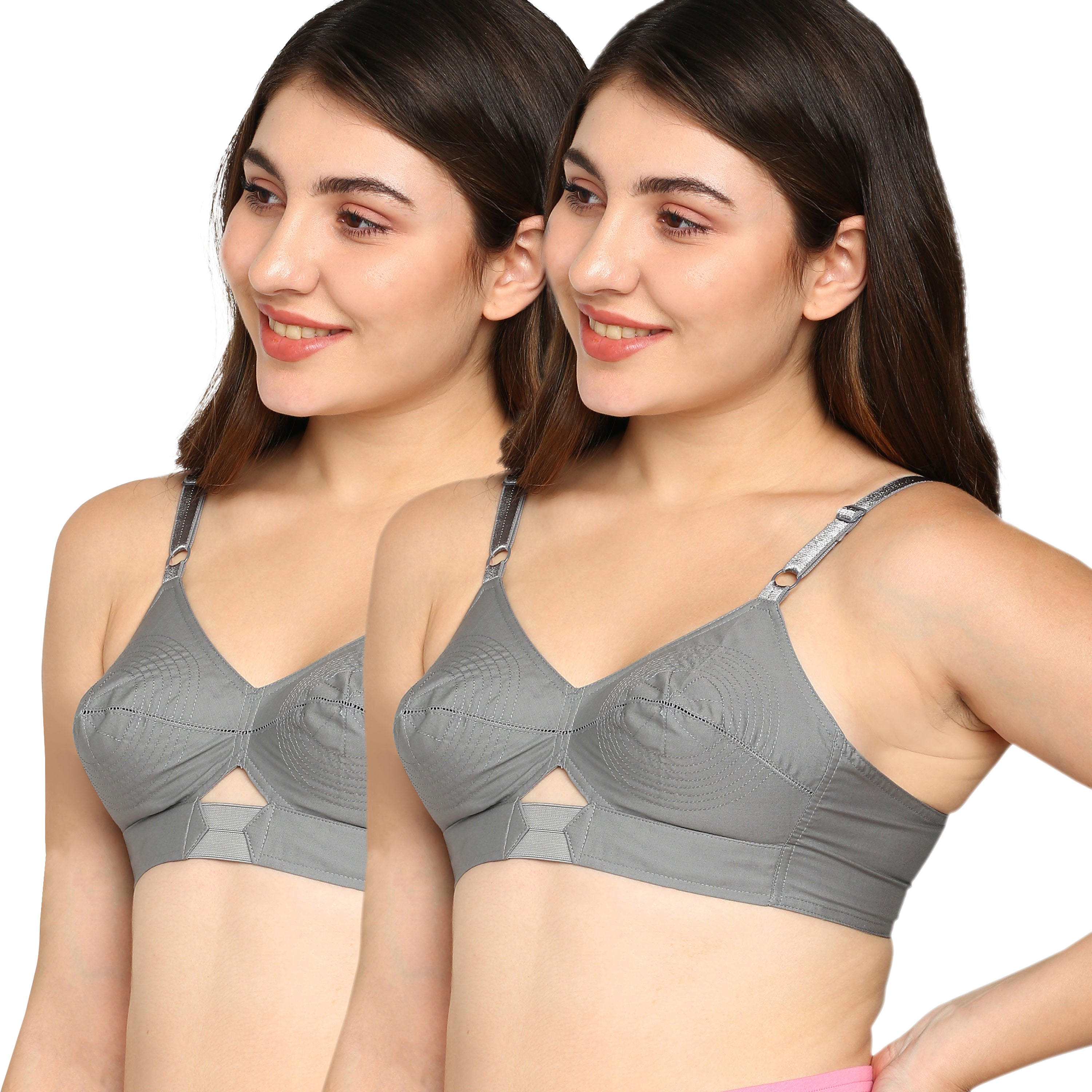 blossom-priyasajini C Cup round stitch - Pack of 2-dark grey1-Woven cotton-everyday bra