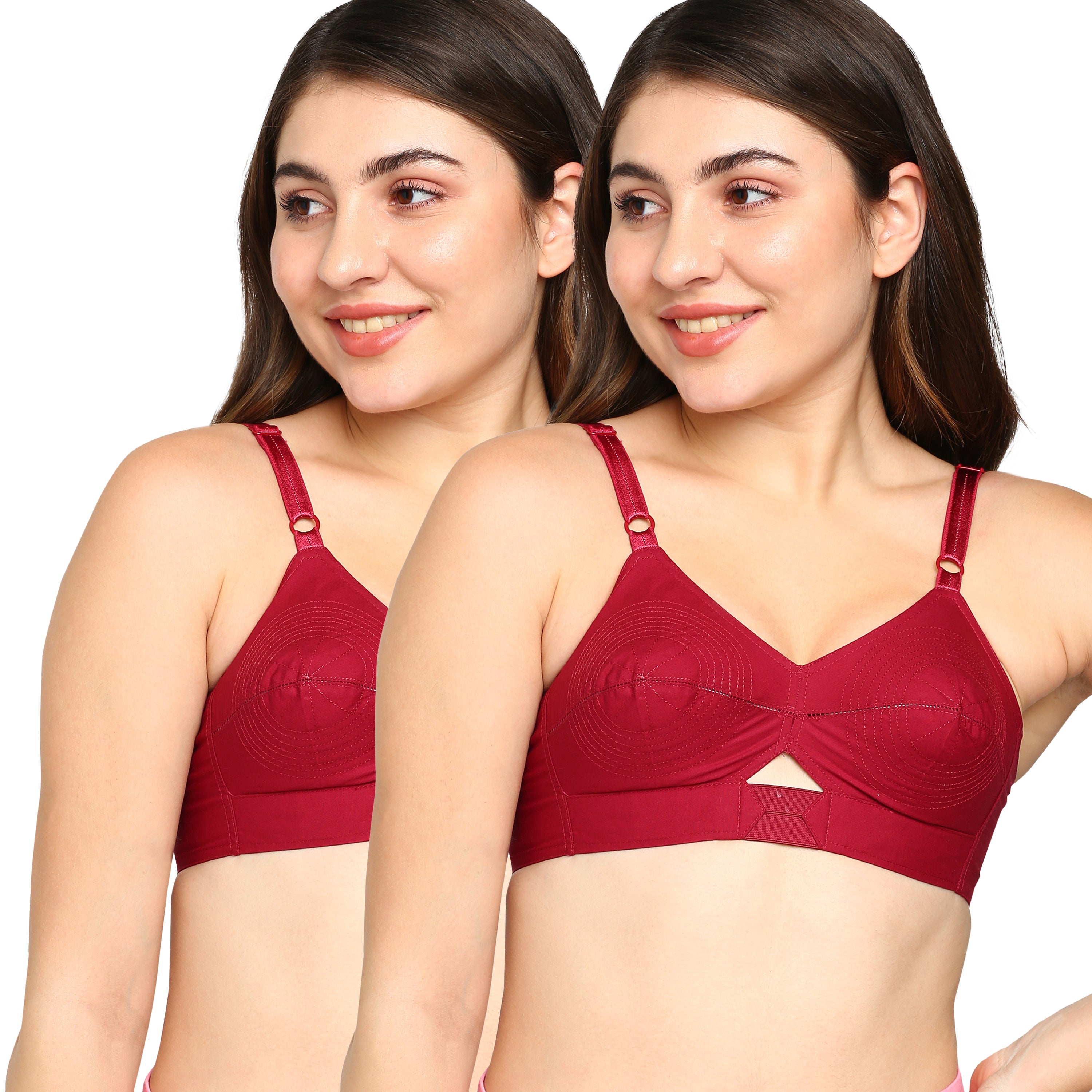 blossom-priyasajini C Cup round stitch - Pack of 2-maroon1-Woven cotton-everyday bra