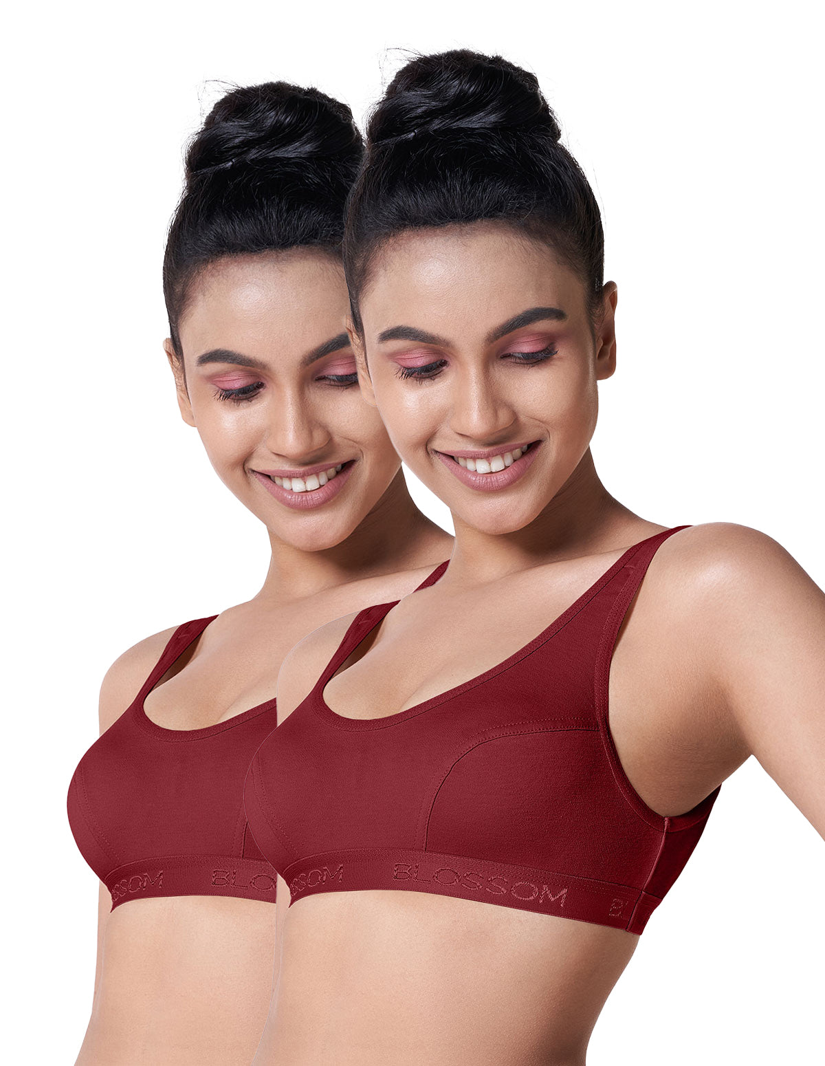 blossom-sporty bra-Pack of 2-maroon1-Sports collection-utility based bra