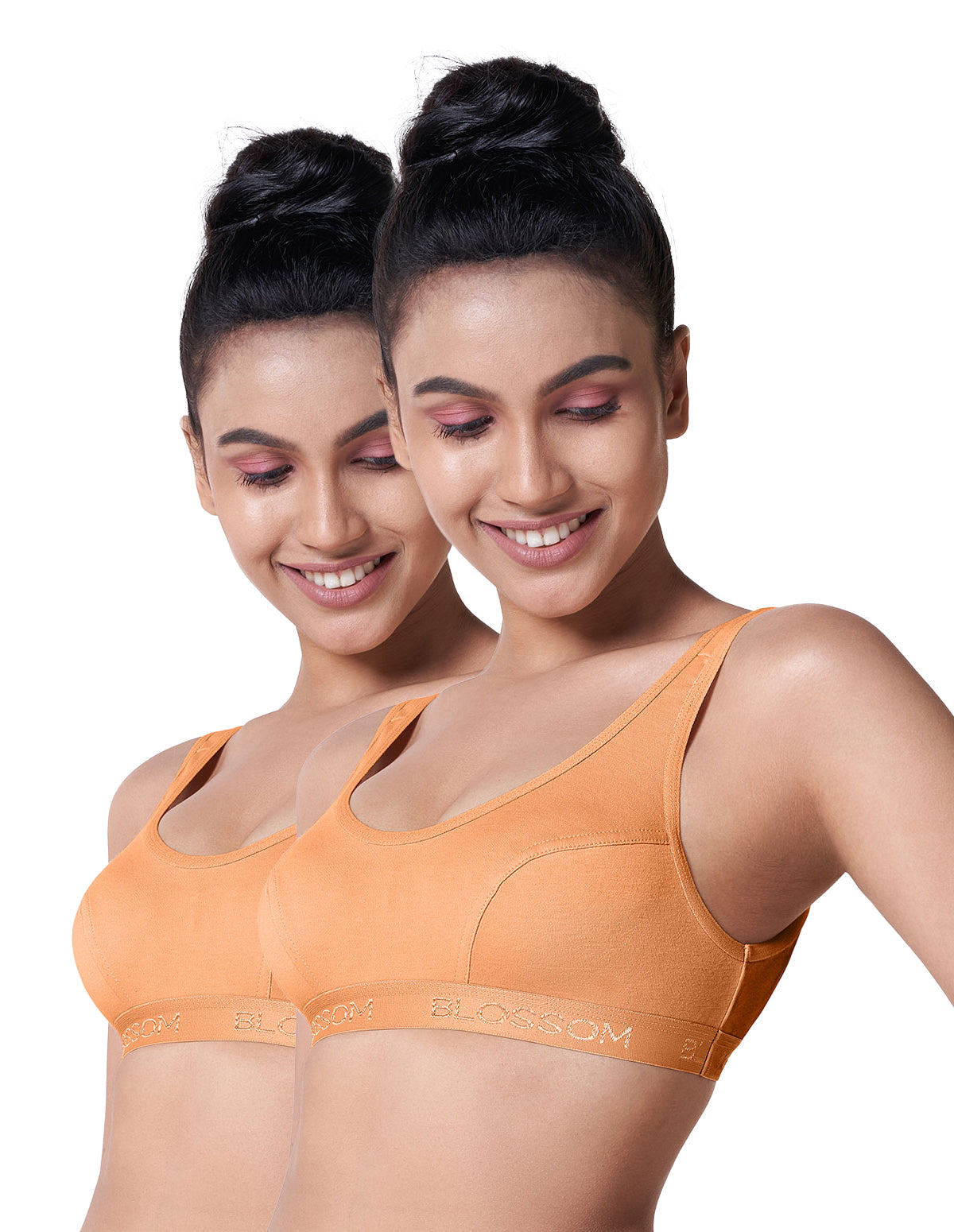 blossom-sporty bra-Pack of 2-peach1-Sports collection-utility based bra