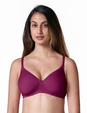 Well Mould - Full Coverage Thickly Padded T-Shirt Bra With Additional Transparent Belt