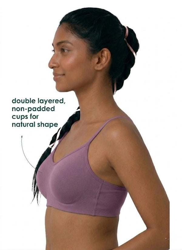 Glowing Bra - Soft Cotton Double Layered Stretchable Seamless Non-Padded Elasticated Bottom Band