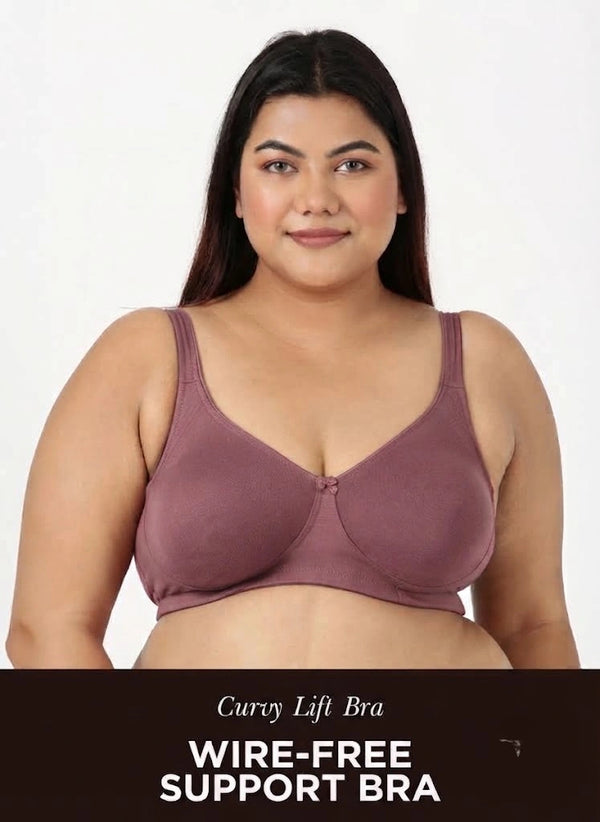 Curvy Lift - Wire-Free Support Bra with Full Coverage, Nipple Concealer, Side Support & Cushioned Straps