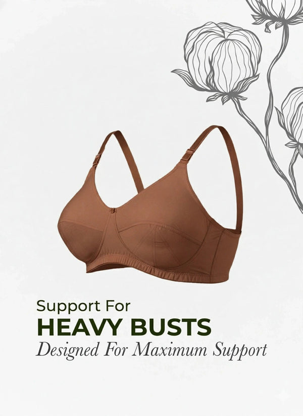 Plus Size Bra - Plus Size Support Bra with Seamed Cups for Heavy-Busted Women