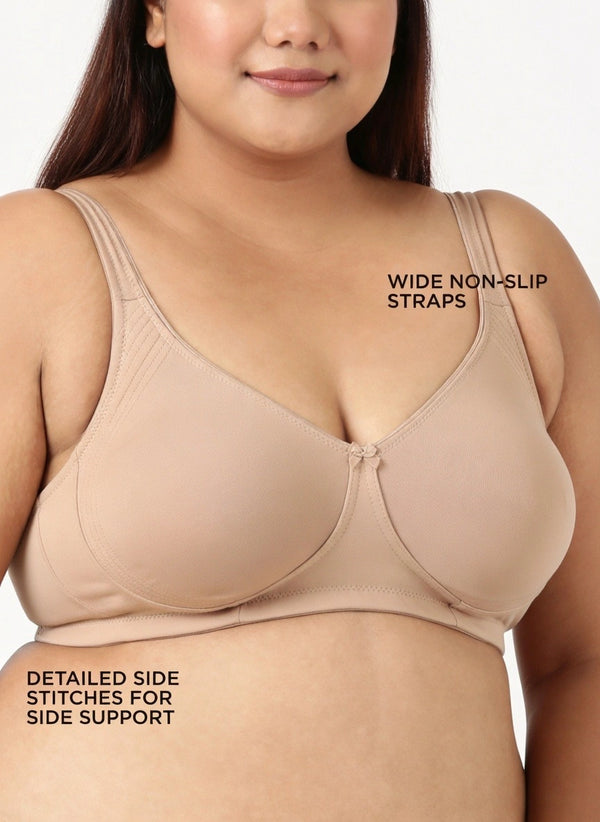 Curvy Lift - Wire-Free Support Bra with Full Coverage, Nipple Concealer, Side Support & Cushioned Straps