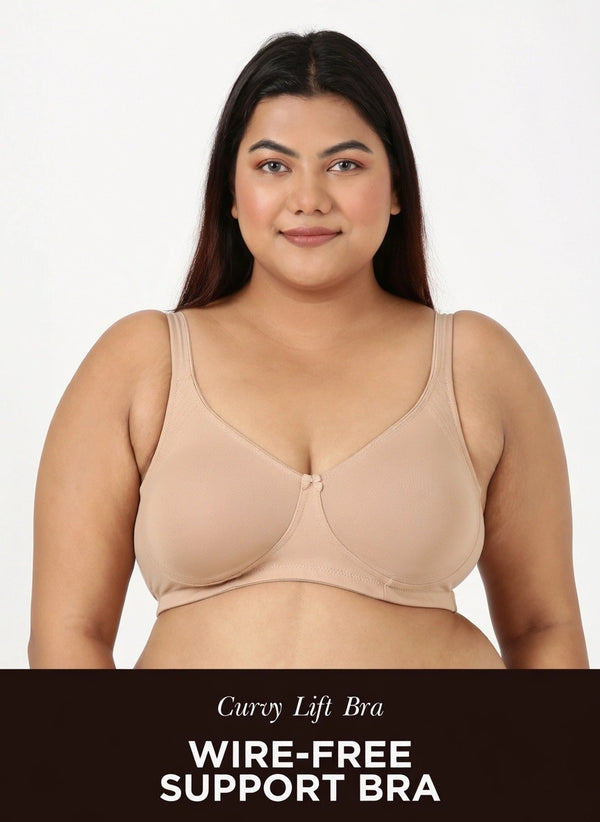 Curvy Lift - Wire-Free Support Bra with Full Coverage, Nipple Concealer, Side Support & Cushioned Straps