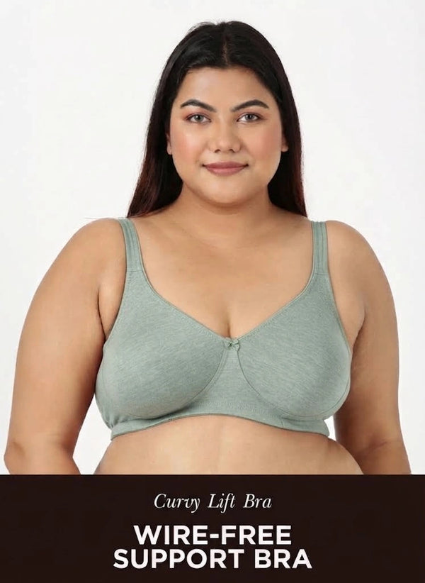 Curvy Lift - Wire-Free Support Bra with Full Coverage, Nipple Concealer, Side Support & Cushioned Straps