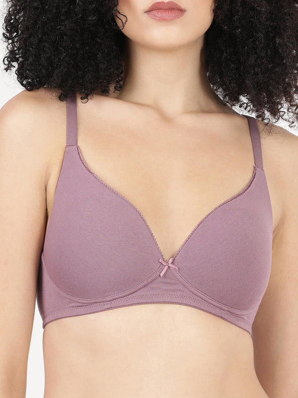 First Touch Pad - Lightly Padded Plunge Bra with Cotton Comfort,  & Delicate Lace Trim