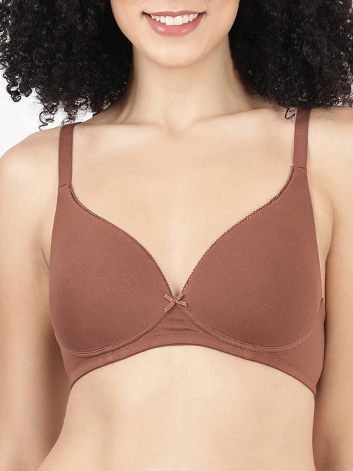 First Touch Pad - Lightly Padded Plunge Bra with Cotton Comfort,  & Delicate Lace Trim