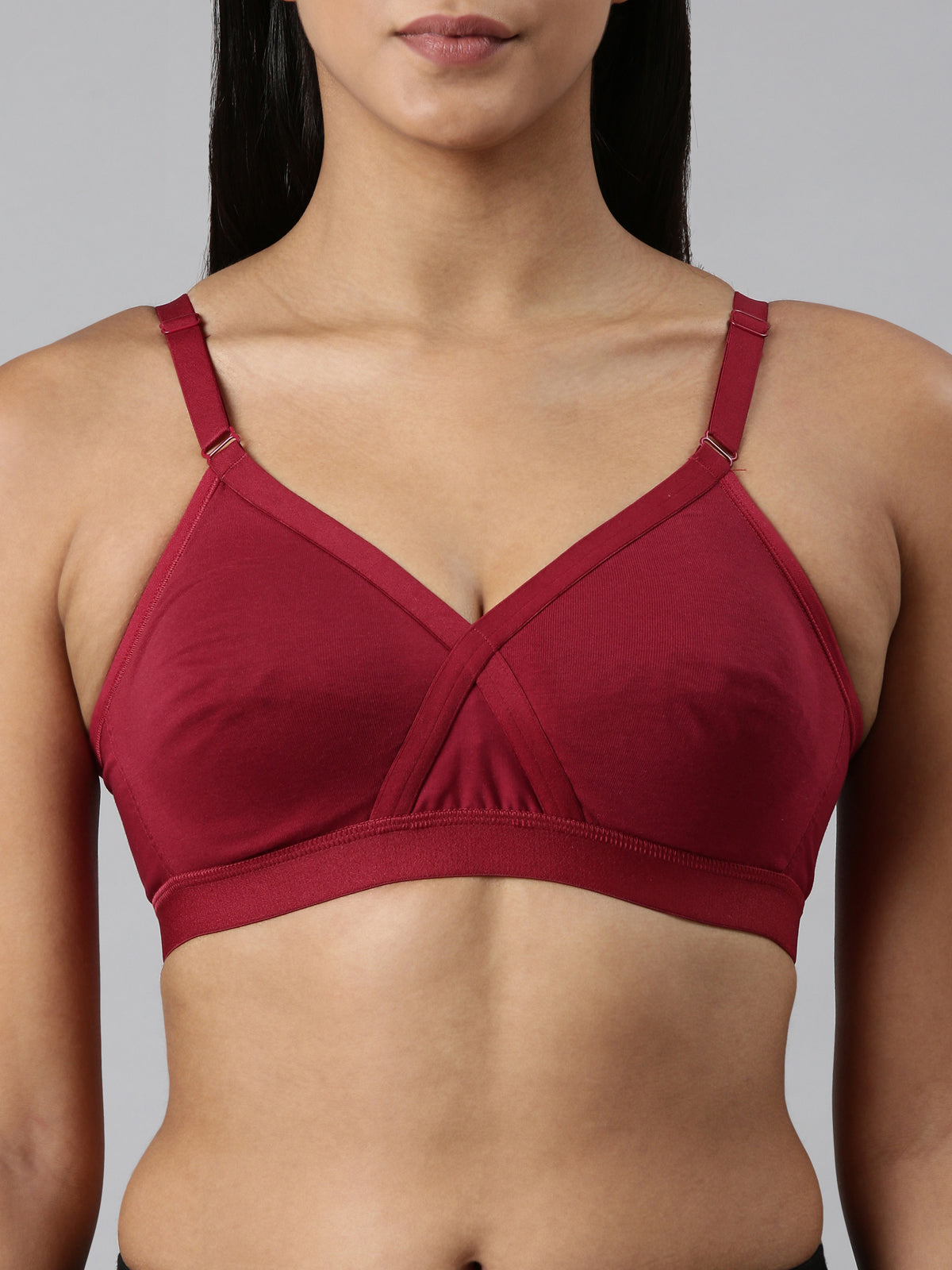 blossom-cotton cross-maroon1-Woven knitted-supportbra
