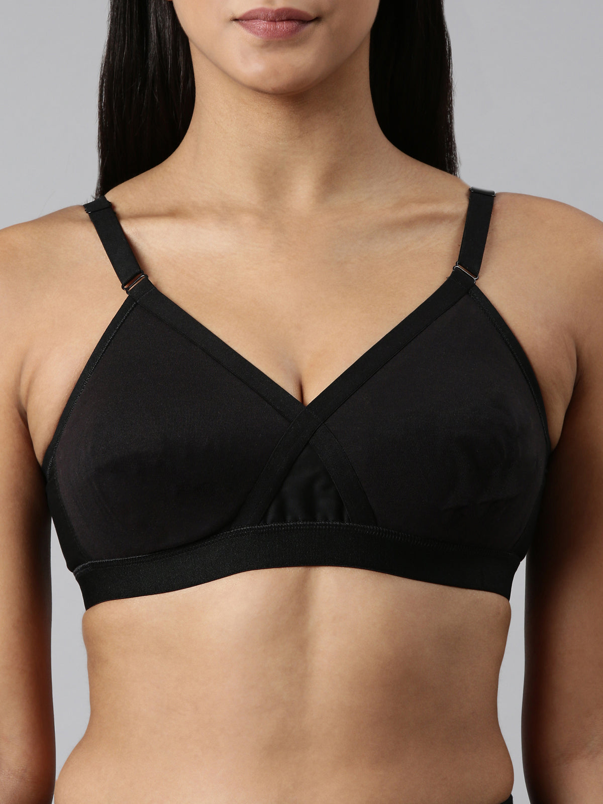 blossom-cotton cross-black1-Woven knitted-supportbra