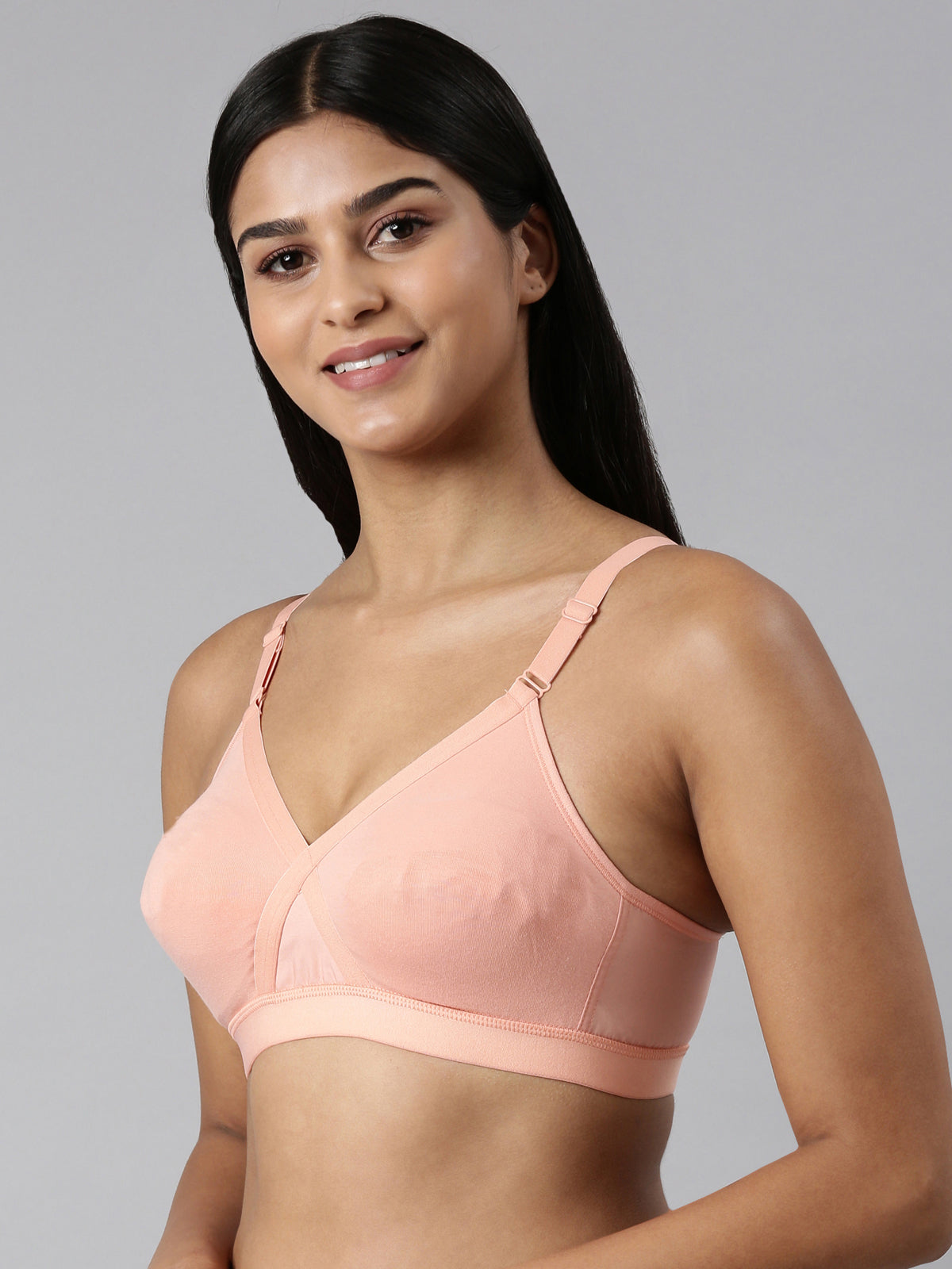 blossom-cotton cross-peach2-Woven knitted-support bra
