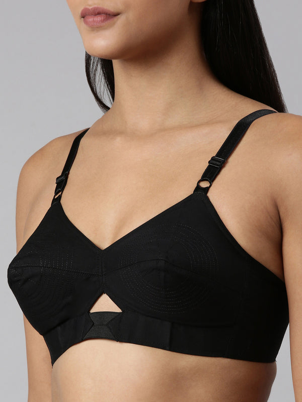 blossom-authentic bra-C & D Cups-black2-Woven cotton-everyday bra