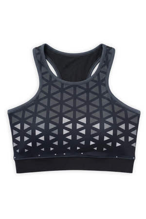 BL AL S 22 - High Coverage Racerback Sports Bra with Laser Print Front Panel, Sweat-Wicking Fabric, Wide Support Band & Bounce-Control Comfort for Active and Daily Wear