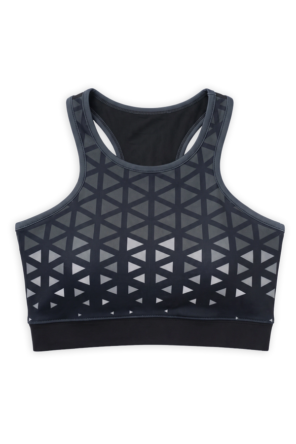BL AL S 22 - High Coverage Racerback Sports Bra with Laser Print Front Panel, Sweat-Wicking Fabric, Wide Support Band & Bounce-Control Comfort for Active and Daily Wear
