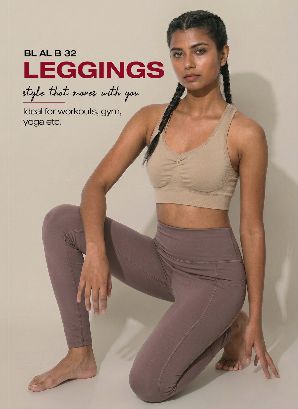 BL AL B 32 - High-Waist Activewear Leggings with 4-Way Stretch Fabric, Side Utility Pocket, Moisture-Wicking Comfort, Flatlock Seams & Slim Tapered Fit for Yoga, Gym and Everyday Wear