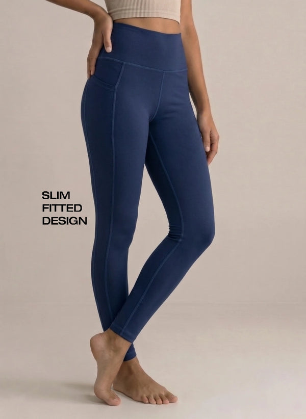 BL AL B 32 - High-Waist Activewear Leggings with 4-Way Stretch Fabric, Side Utility Pocket, Moisture-Wicking Comfort, Flatlock Seams & Slim Tapered Fit for Yoga, Gym and Everyday Wear