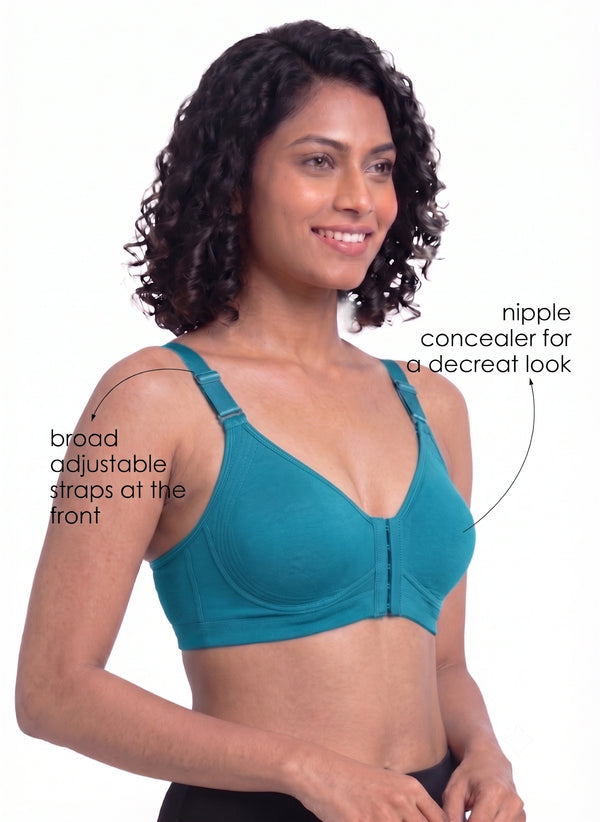 Ease Open Bra - Full Coverage Seamless Non-Padded with Nipple Concealer & Front Open Bra