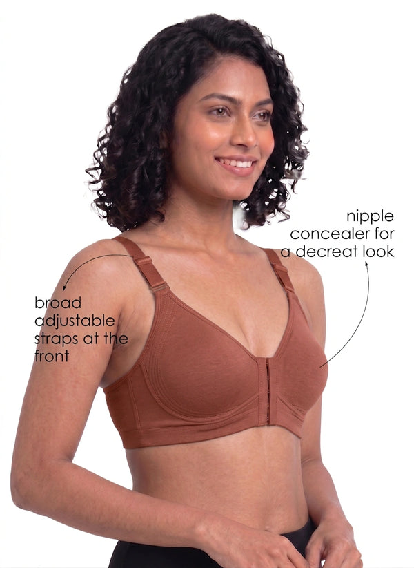 Ease Open Bra - Full Coverage Seamless Non-Padded with Nipple Concealer & Front Open Bra