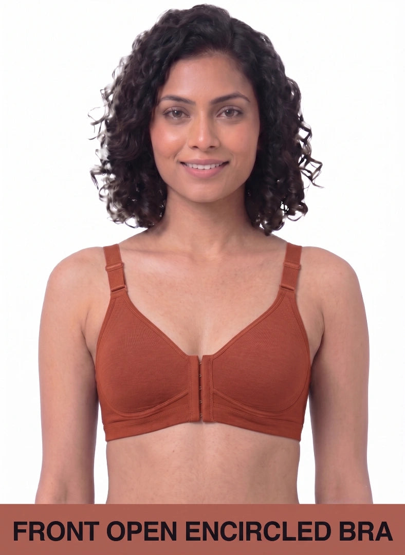 Ease Open Bra - Full Coverage Seamless Non-Padded with Nipple Concealer & Front Open Bra