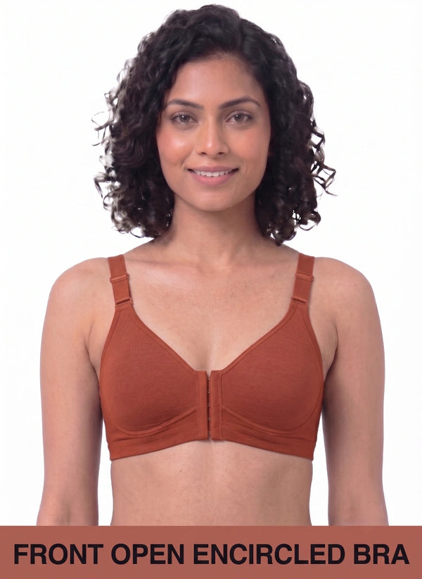Ease Open Bra - Full Coverage Seamless Non-Padded with Nipple Concealer & Front Open Bra