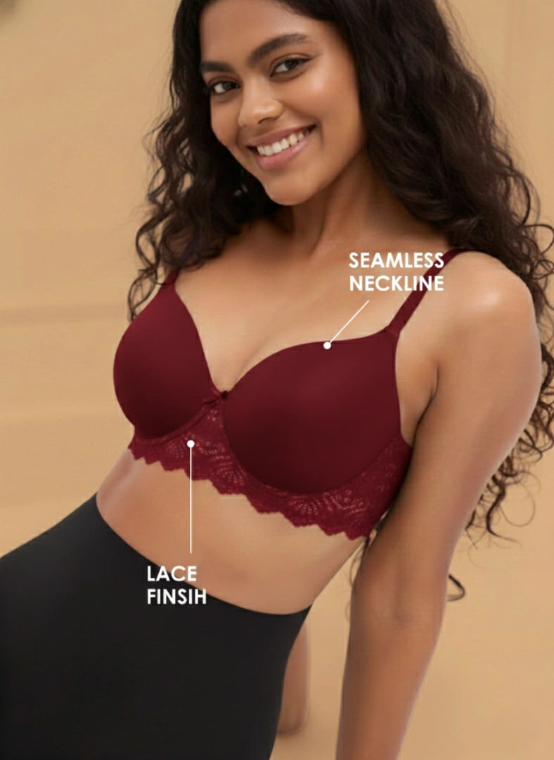 BL PC 06 - Non-Wired Padded Seamless Polyamide Lace Bra