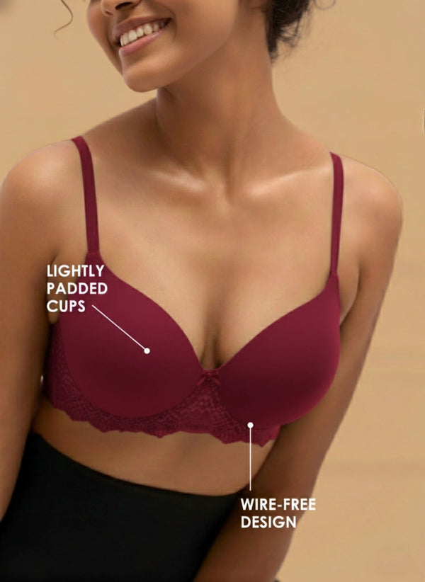 BUY BLOSSOM BRA LACE POLYAMIDE BRA BL PC 06- MAROON 02