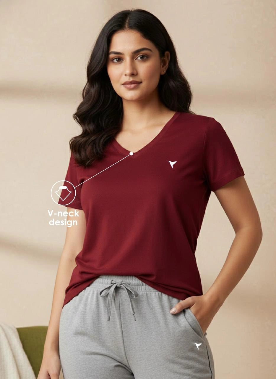 BUY_BLOSSOM_COMFORT_LOUNGE_V_NECK_TEE_BEETROOT_MELANGE_1