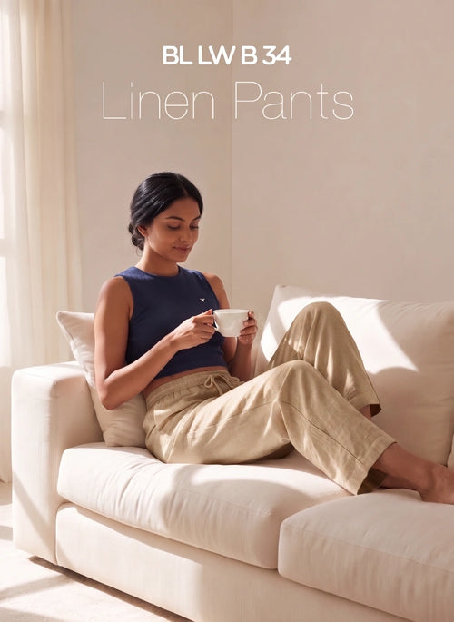 BUY BLOSSOM WIDE LEG LINEN PANTS BEIGE 1