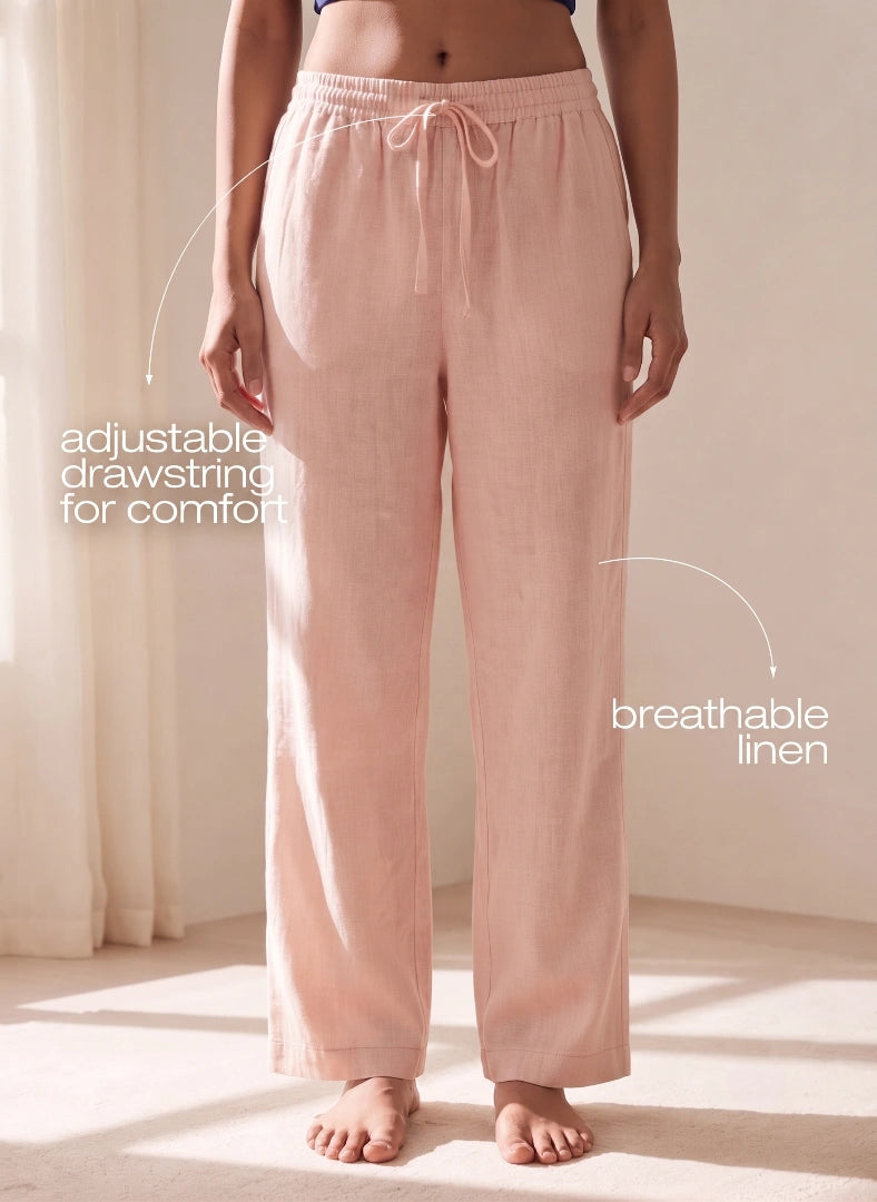 BUY BLOSSOM WIDE LEG LINEN PANTS BEIGE 1 