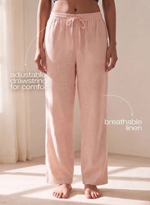 BUY BLOSSOM WIDE LEG LINEN PANTS PINK 2