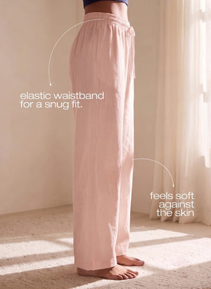 BUY BLOSSOM WIDE LEG LINEN PANTS PINK 3