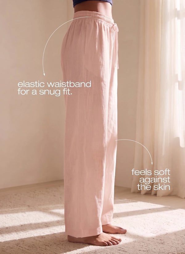 BUY BLOSSOM WIDE LEG LINEN PANTS PINK 3