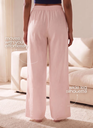 BUY BLOSSOM WIDE LEG LINEN PANTS PINK 4