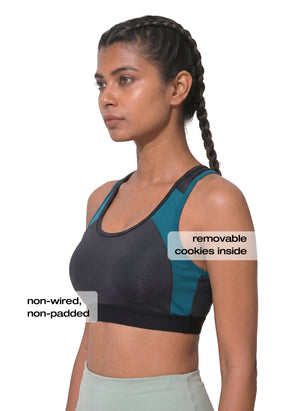 Workout Bra - Medium Impact Racerback Sports Bra With Removable Cups, Antimicrobial Fabric