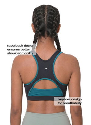 Workout Bra - Medium Impact Racerback Sports Bra With Removable Cups, Antimicrobial Fabric