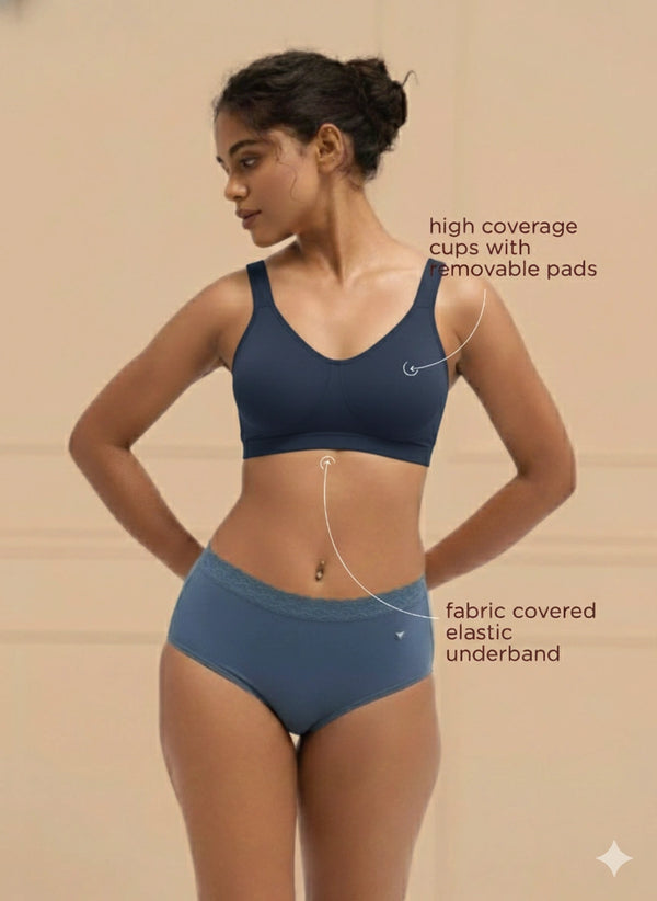 Homely Bra - Slip-On Bamboo–Modal Bra, Removable Pads, And Cushioned Straps For All-Day Comfort