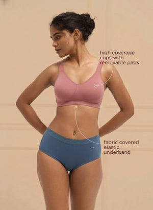 Homely Bra - Slip-On Bamboo–Modal Bra, Removable Pads, And Cushioned Straps For All-Day Comfort