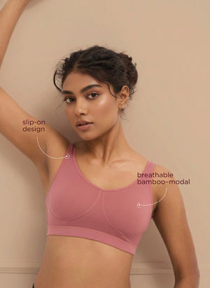 Homely Bra - Slip-On Bamboo–Modal Bra, Removable Pads, And Cushioned Straps For All-Day Comfort