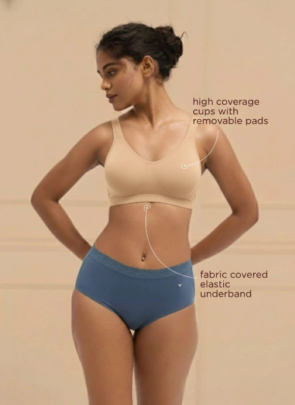 Homely Bra - Slip-On Bamboo–Modal Bra, Removable Pads, And Cushioned Straps For All-Day Comfort