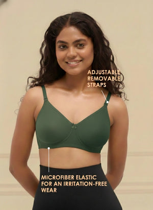 T-Shirt Bra - Non-Wired Non-Padded Full Coverage T-Shirt Bra with Removable & Transparent Straps