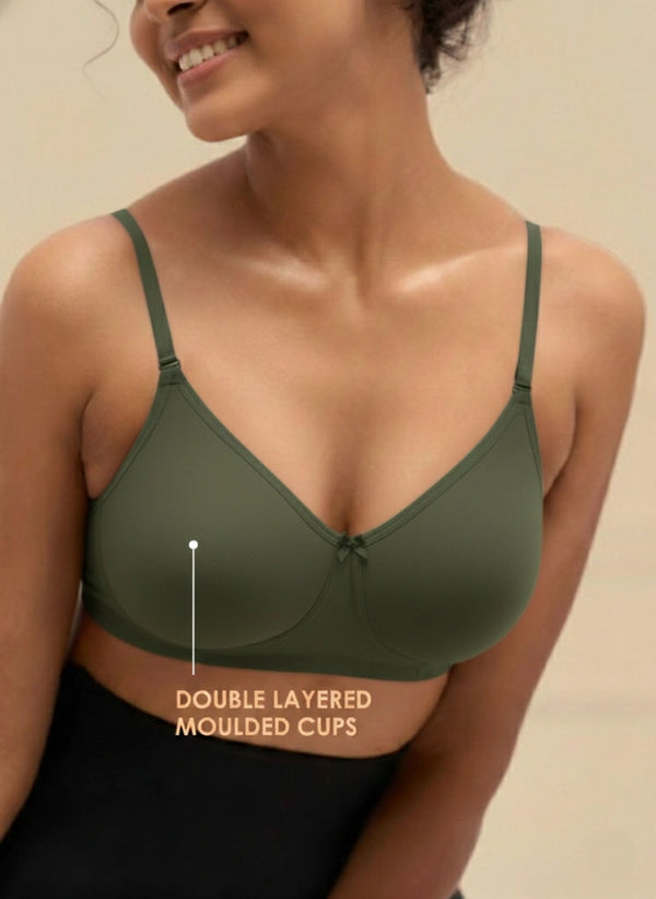 T-Shirt Bra - Non-Wired Non-Padded Full Coverage T-Shirt Bra with Removable & Transparent Straps