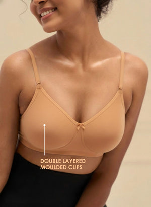 T-Shirt Bra - Non-Wired Non-Padded Full Coverage T-Shirt Bra with Removable & Transparent Straps