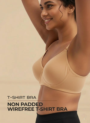 T-Shirt Bra - Non-Wired Non-Padded Full Coverage T-Shirt Bra with Removable & Transparent Straps