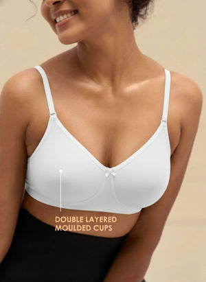 T-Shirt Bra - Non-Wired Non-Padded Full Coverage T-Shirt Bra with Removable & Transparent Straps