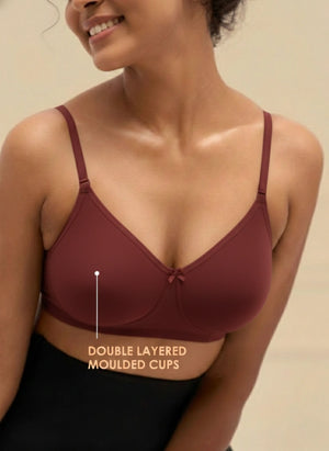 T-Shirt Bra - Non-Wired Non-Padded Full Coverage T-Shirt Bra with Removable & Transparent Straps