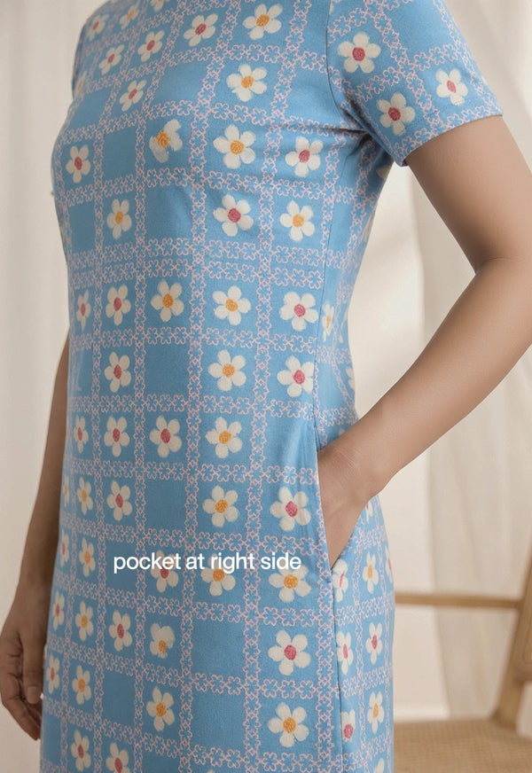 Buy_Blossom_Casual_Below-Knee_Length_Round_Neck_Printed_Cotton_Spandex_Dress_Blue