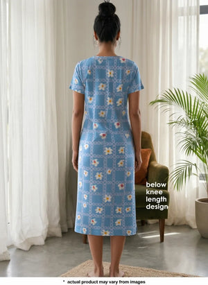 Buy_Blossom_Casual_Below-Knee_Length_Round_Neck_Printed_Cotton_Spandex_Dress_Blue